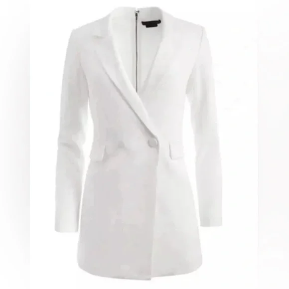 Alice and Olivia Faux Kyrie Tuxedo White Romper Jacket $495 New - Picture 8 of 11